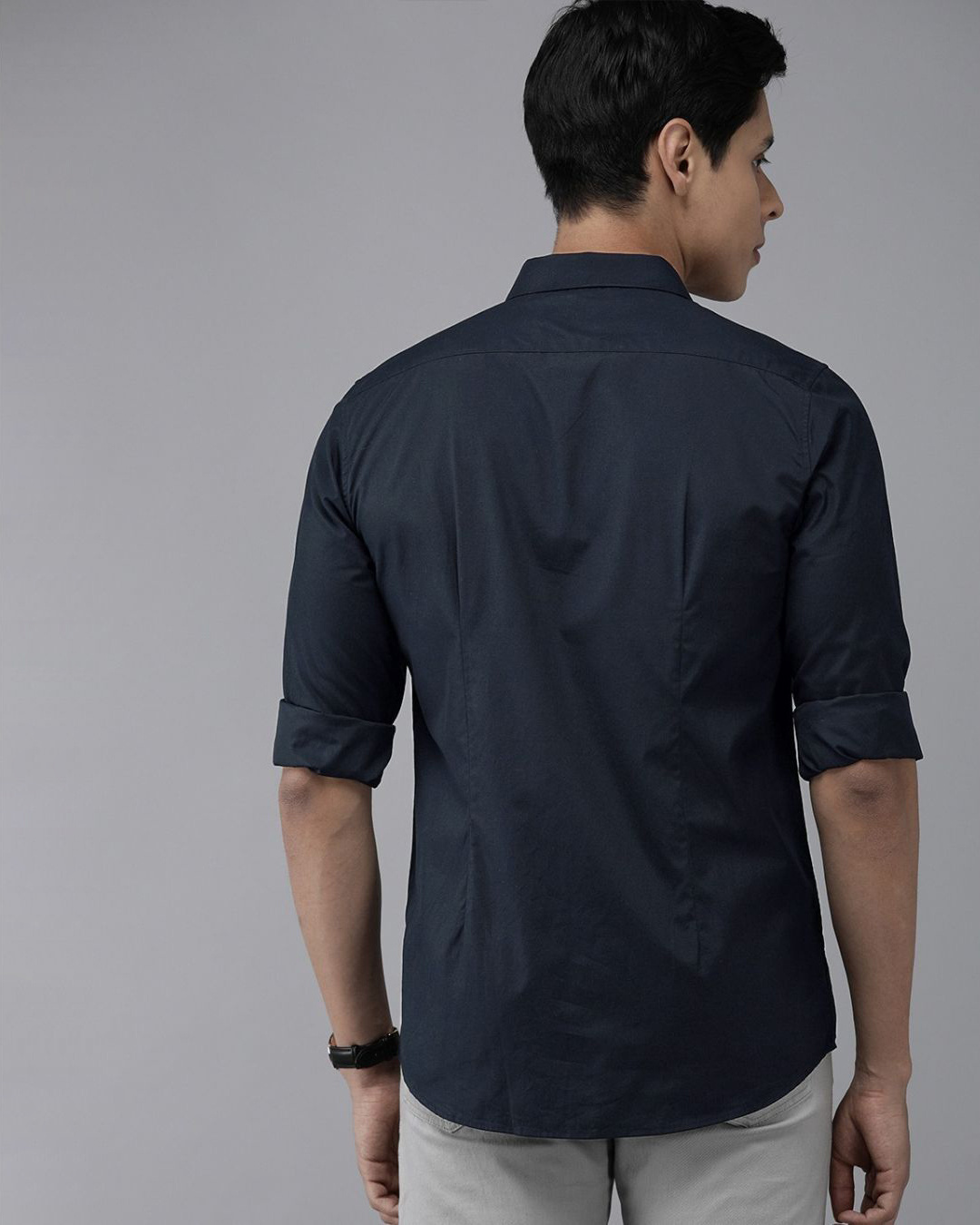 Shop Men's Blue Concealed Placket Shirt-Back