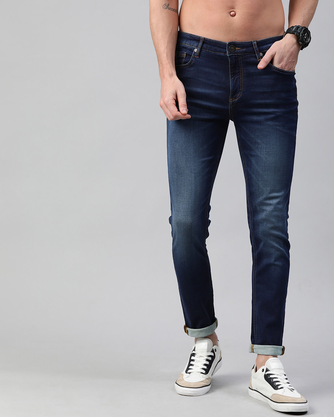 Buy The Bear House Blue Eddie Spray On Tapered Slimfit Jeans Online at ...