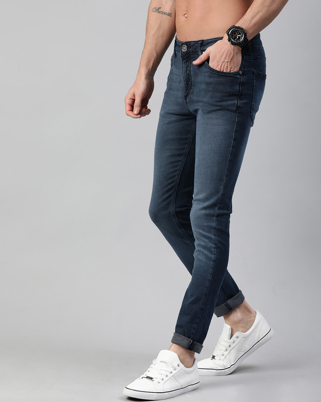 Shop Blue Joe Knitted Tapered Slim Fit Jeans-Back