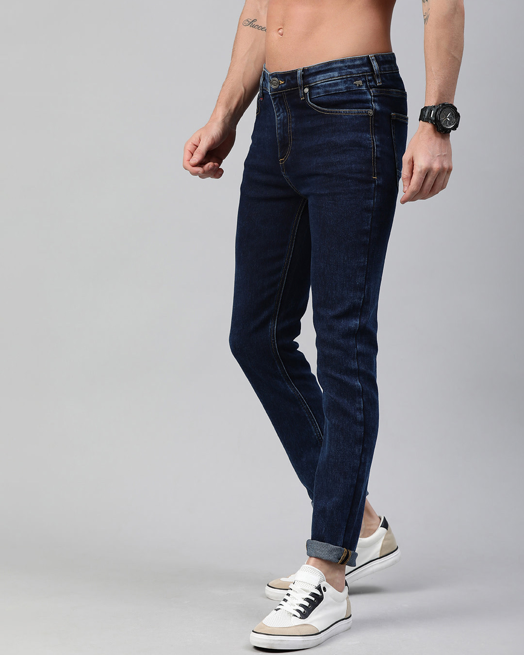 Shop Blue Ryan 3d Tapered Slim Fit Jeans-Back