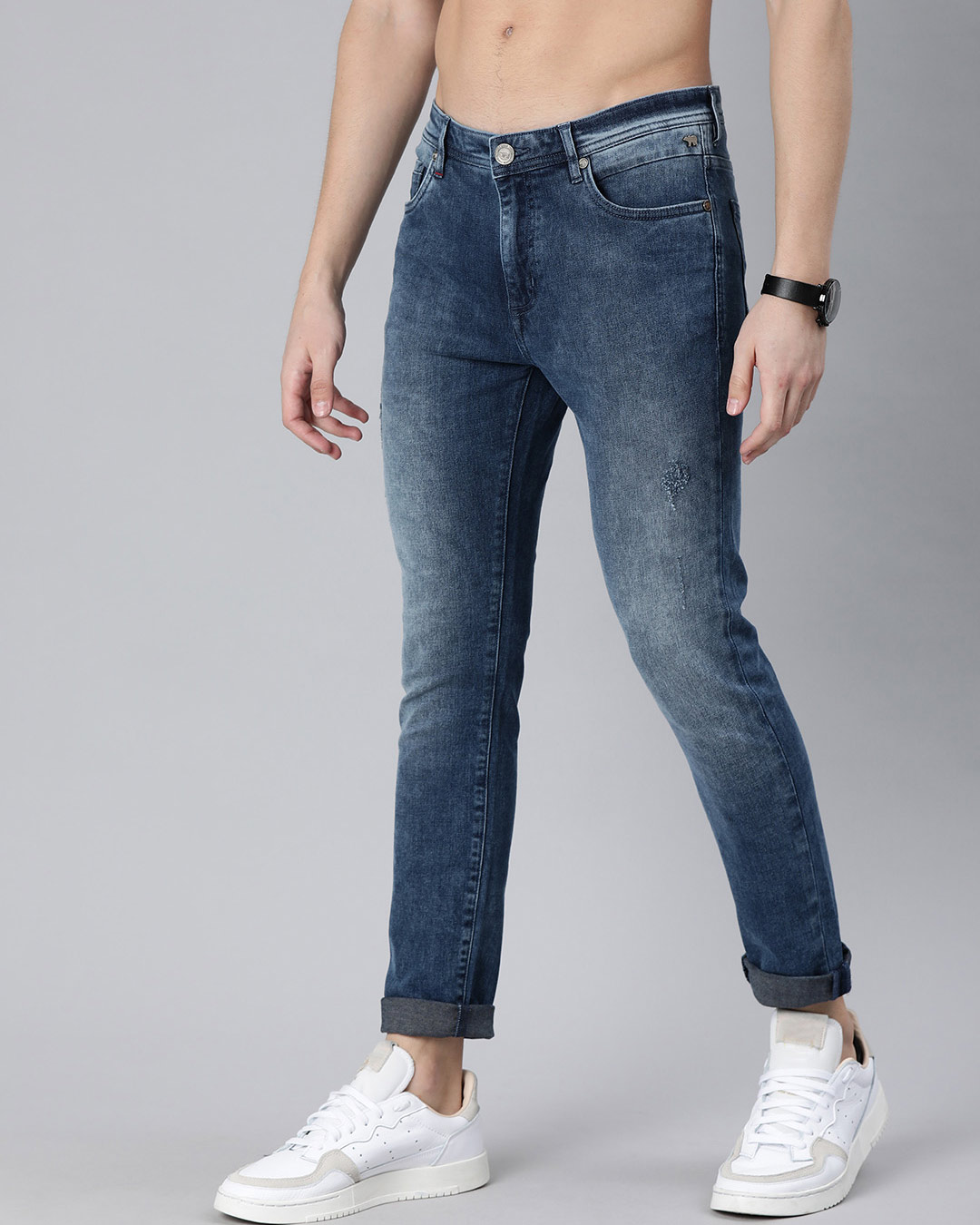 Shop Blue Ross Knitted Tapered Slim Fit Jeans-Back