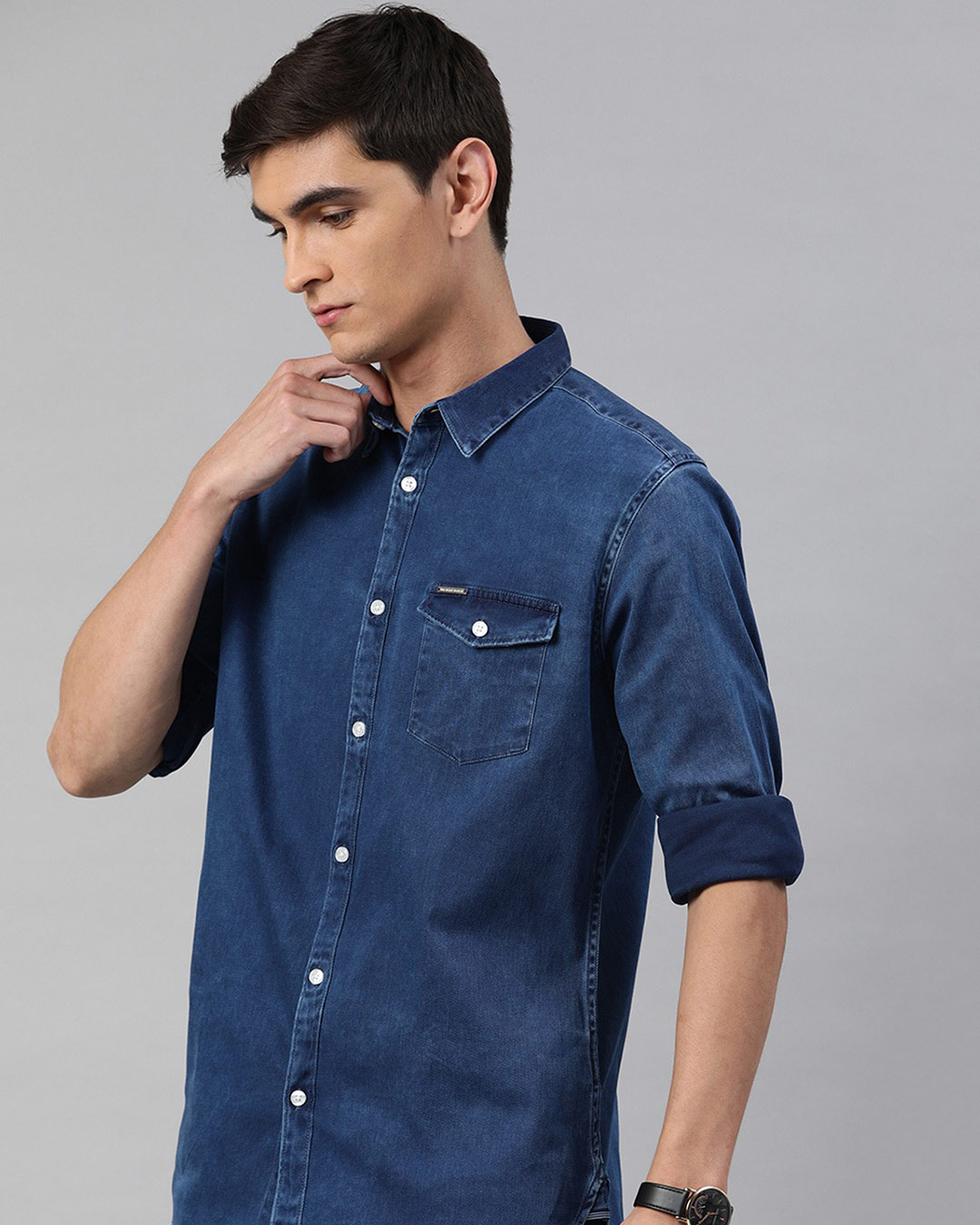Shop Men's Blue Denim One Pocket Shirt-Back
