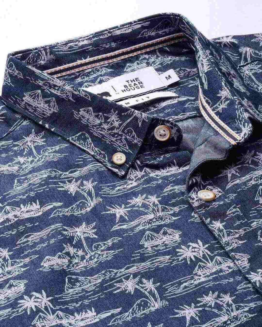 Shop Men's Blue Printed Casual Shirt-Back
