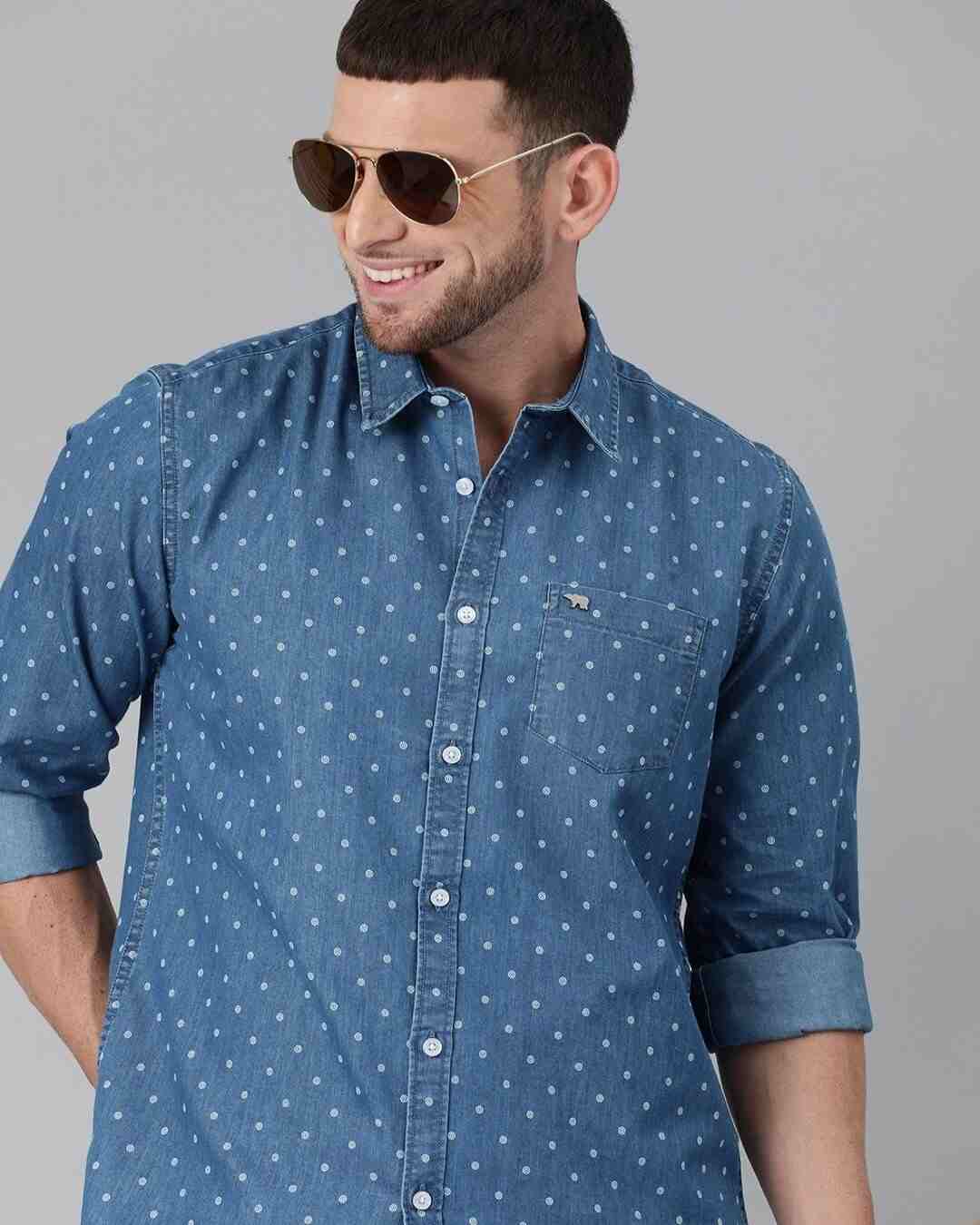 Printed denim shirt with heavy wash | Printed denim shirt, New shirt  design, Ripped jeans men