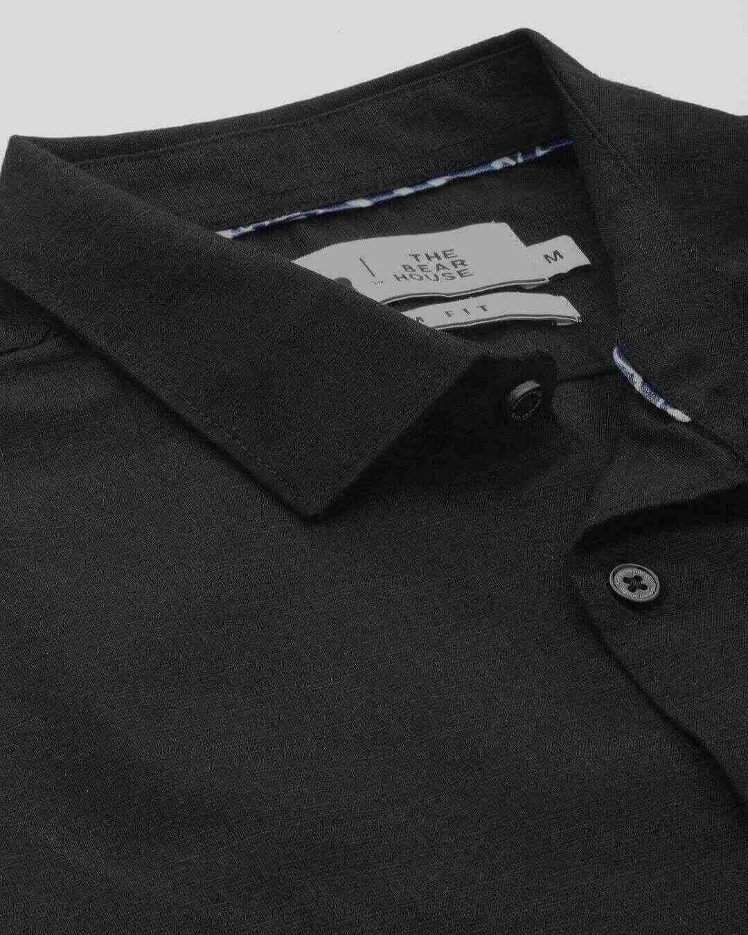 Shop Men's Blue Solid Cotton Linen Casual Shirt-Back