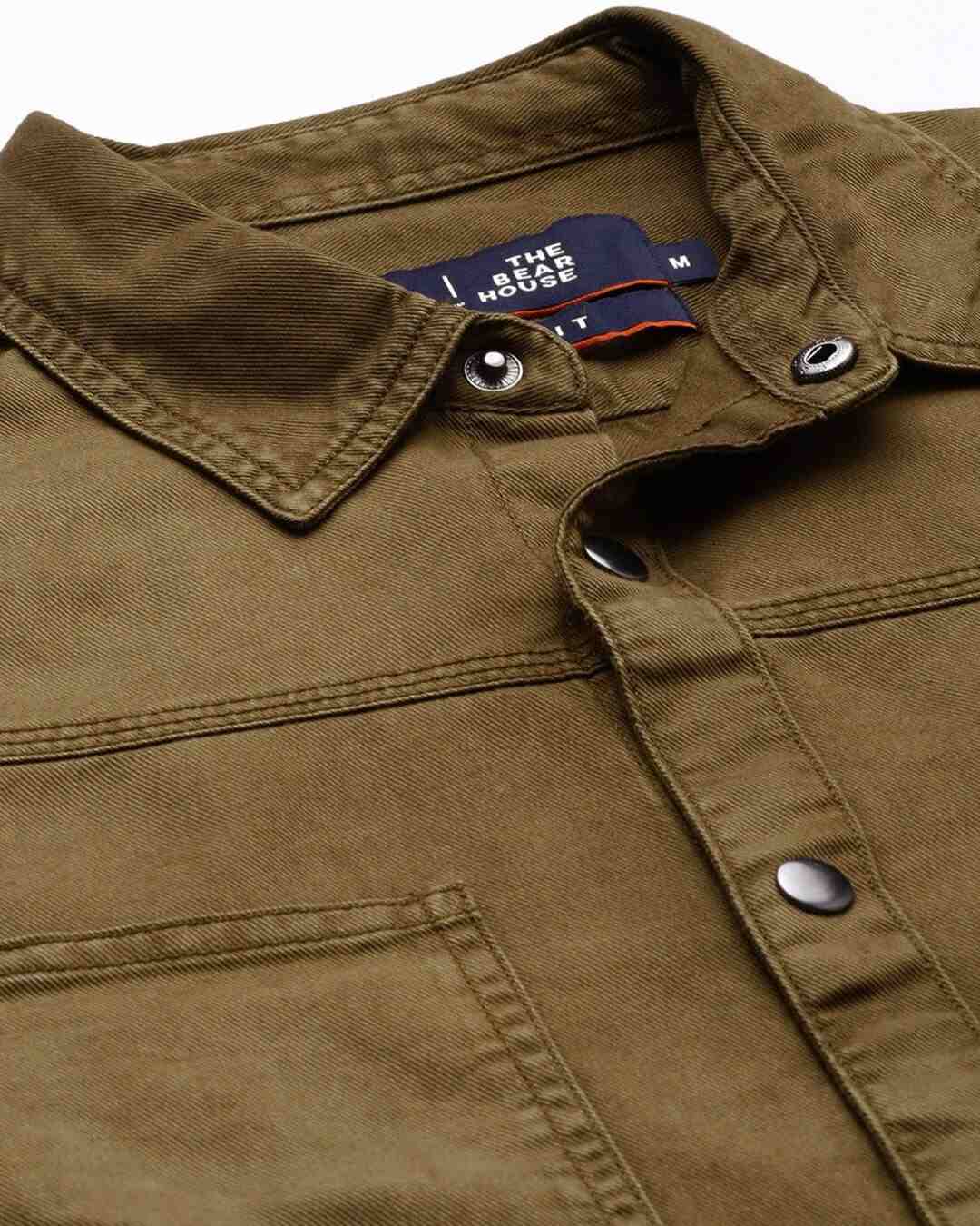 Shop Men's Green Double Pocket Overshirt-Back