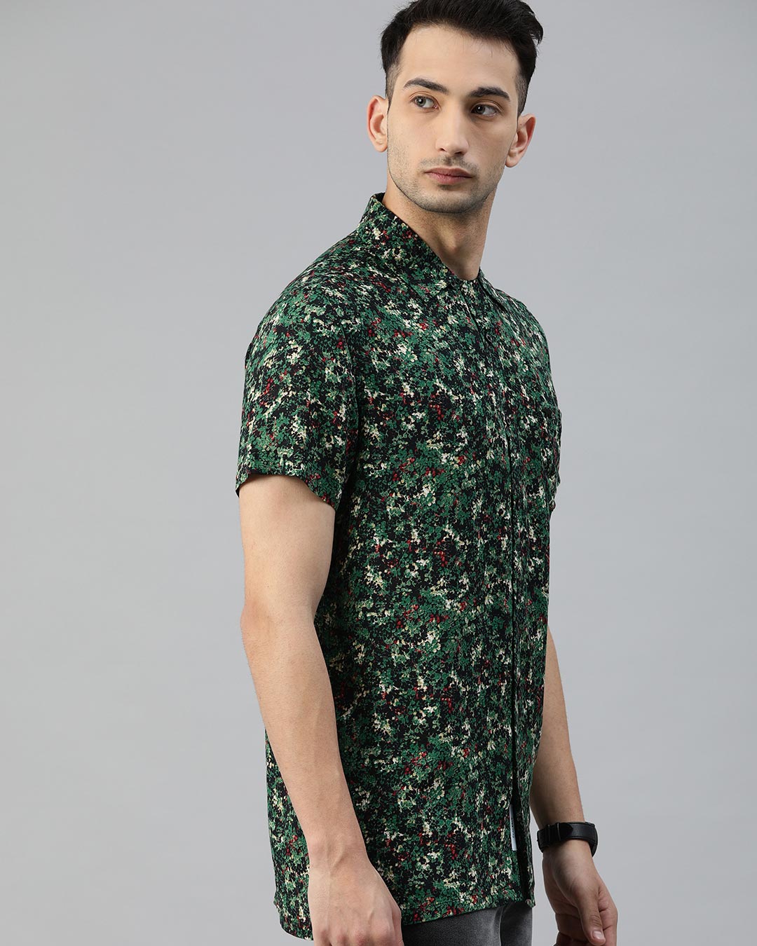 Shop Men's Printed Bowling Collar Shirt-Back