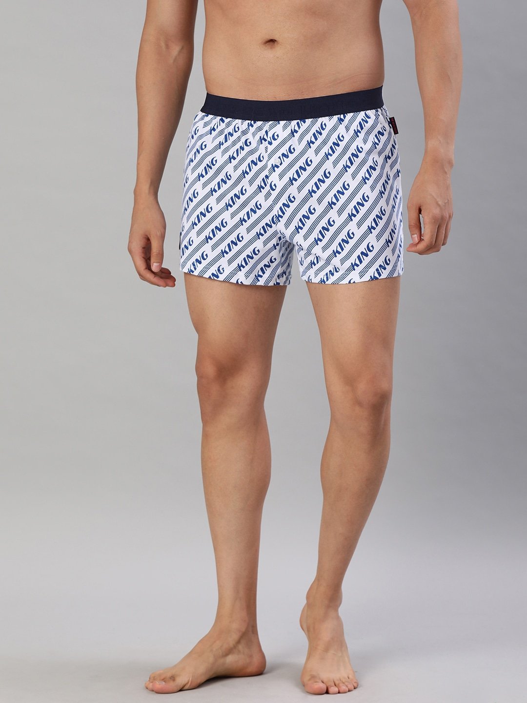 Shop Pack of 2 Men's Blue & White Printed Knited Boxers-Back