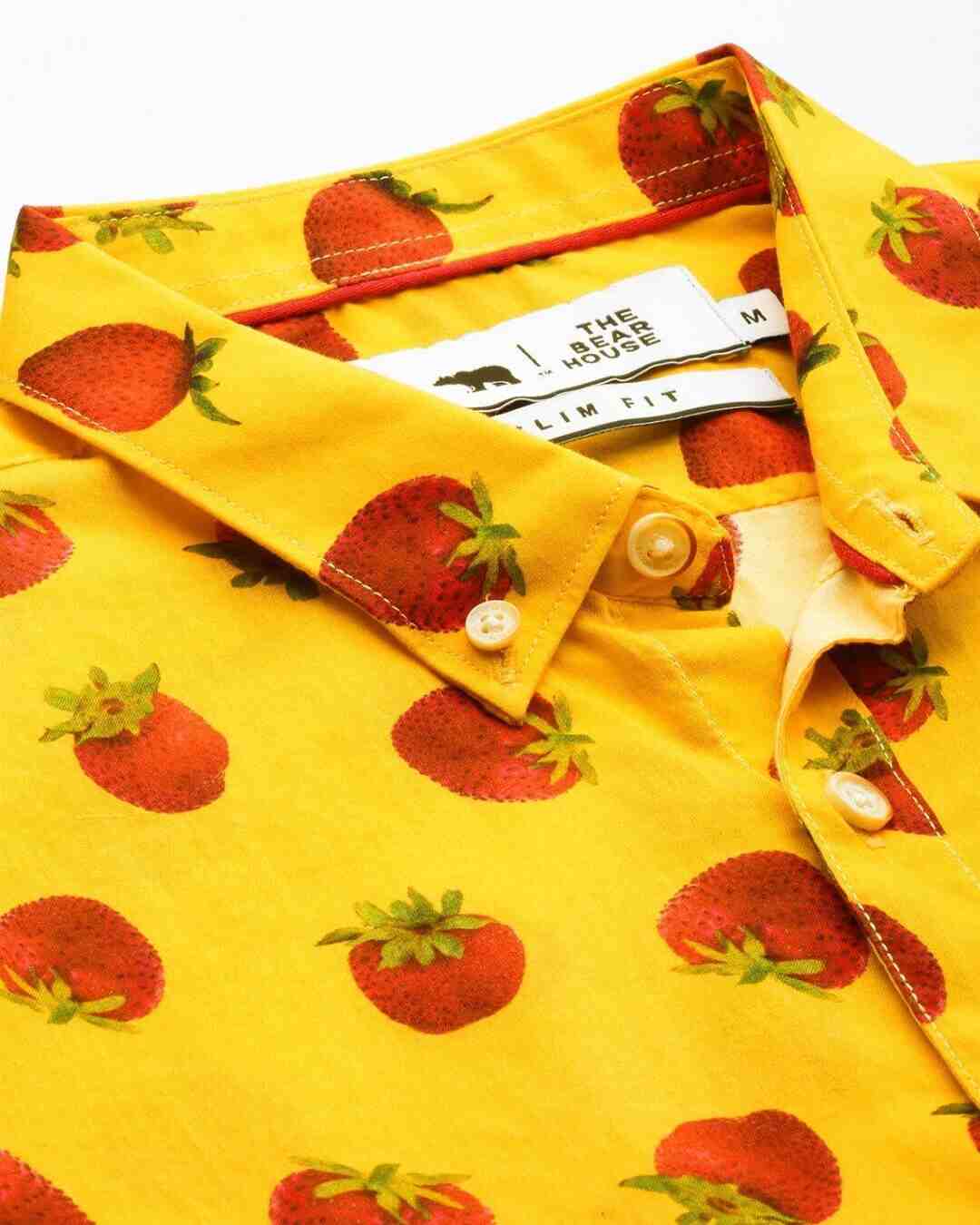 Shop Men's Yellow Printed Casual Shirt-Back