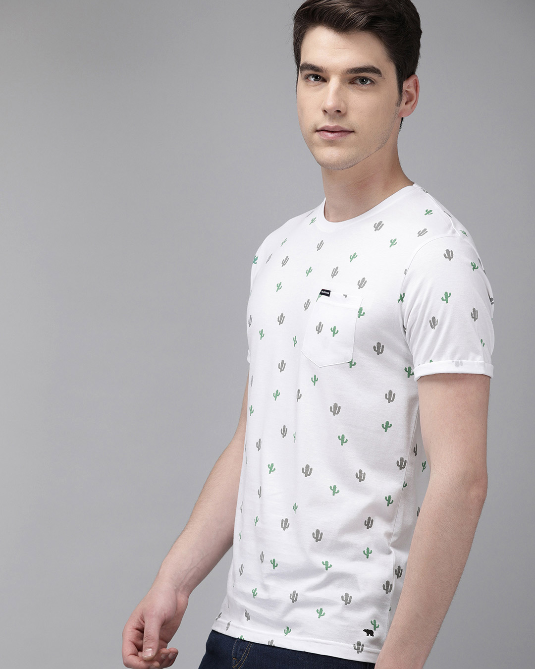Shop Printed Men Round Neck White T-Shirt-Back