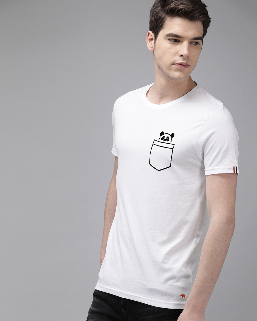 Shop Printed Men Round Neck White T-Shirt-Back