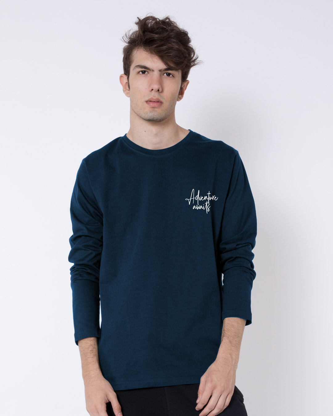 Shop The Best is Yet to Come Full Sleeve T-Shirt Navy Blue-Back