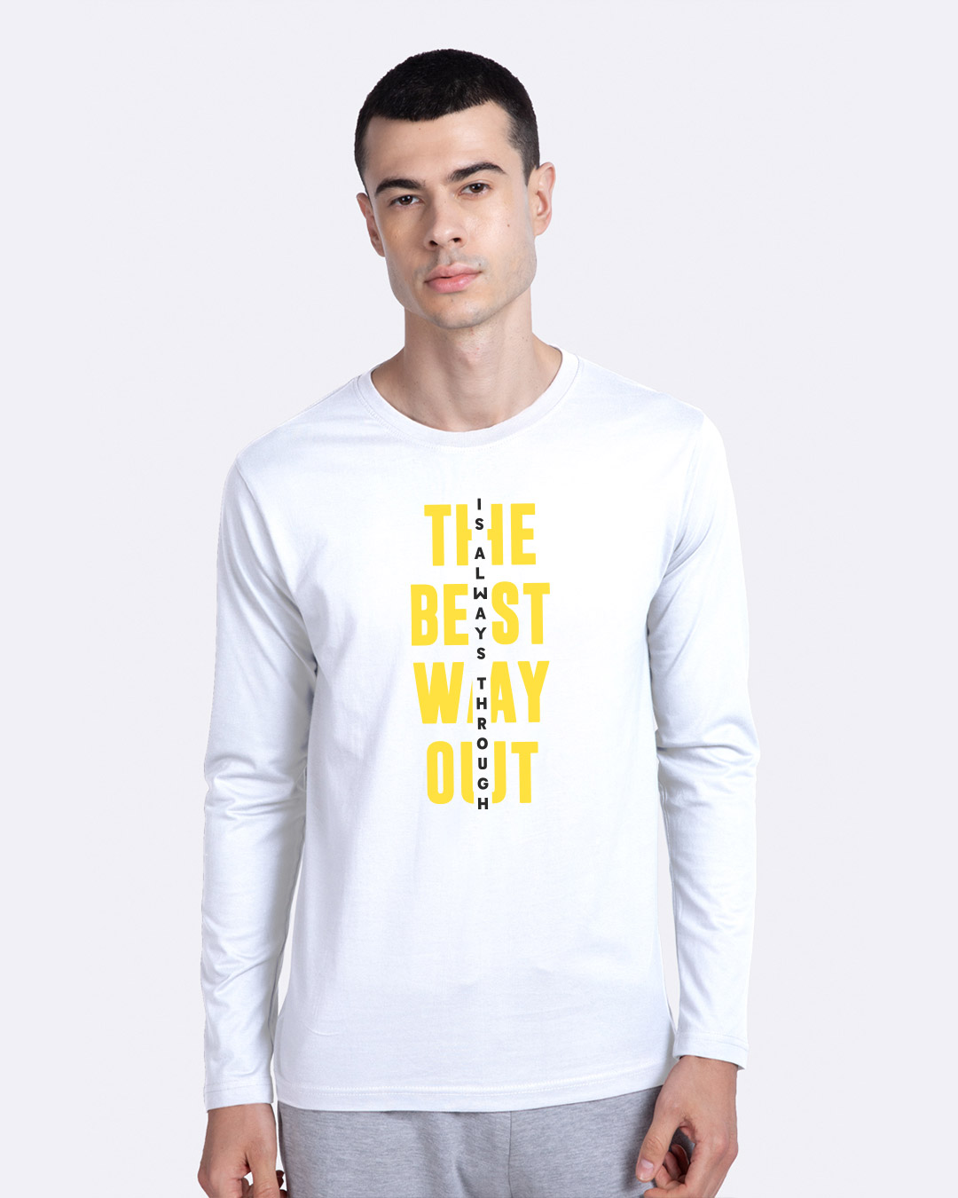 Shop The Best Way Out Full Sleeve T-Shirt White-Back