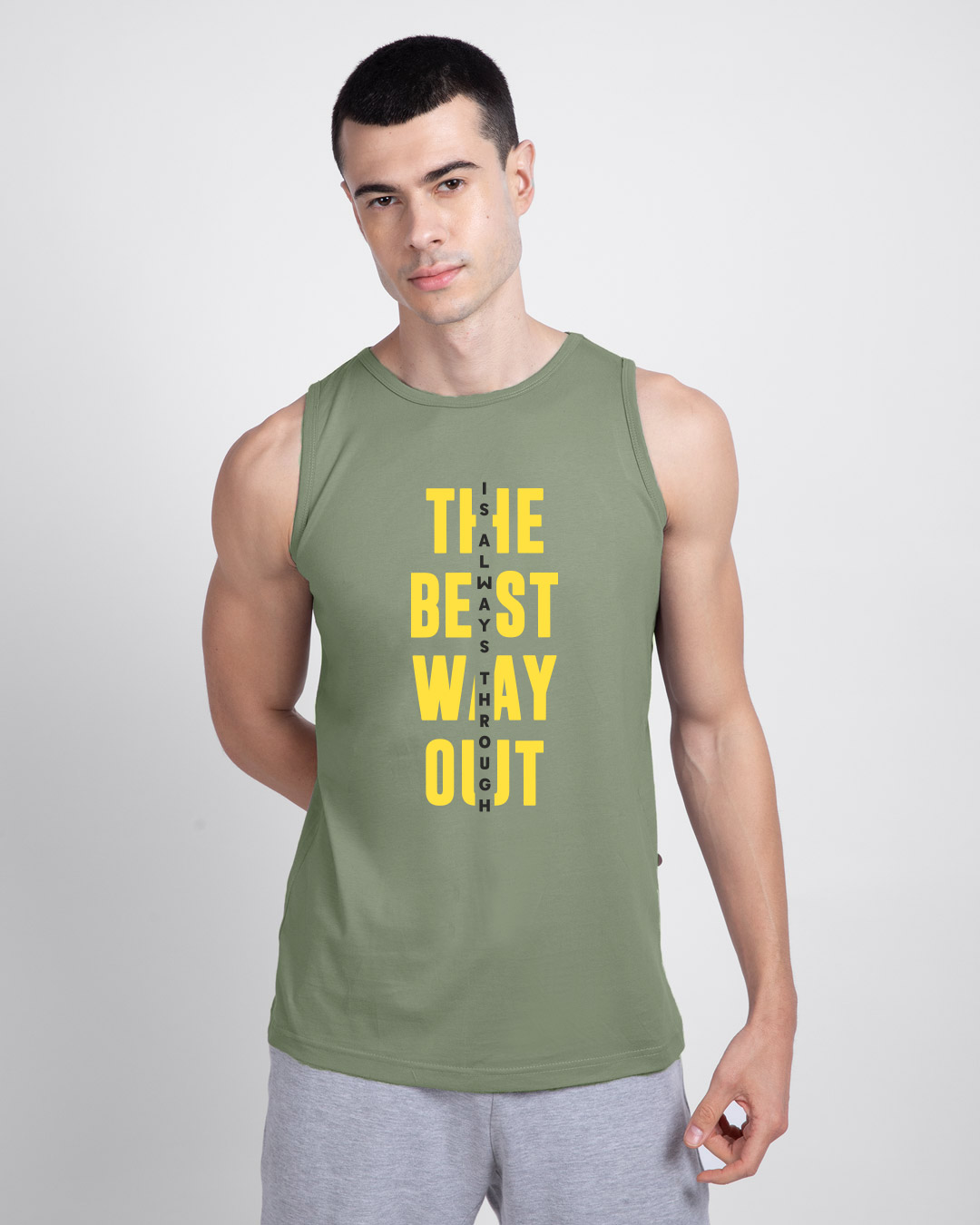 Shop The Best Way Out Vest Moss Green-Back