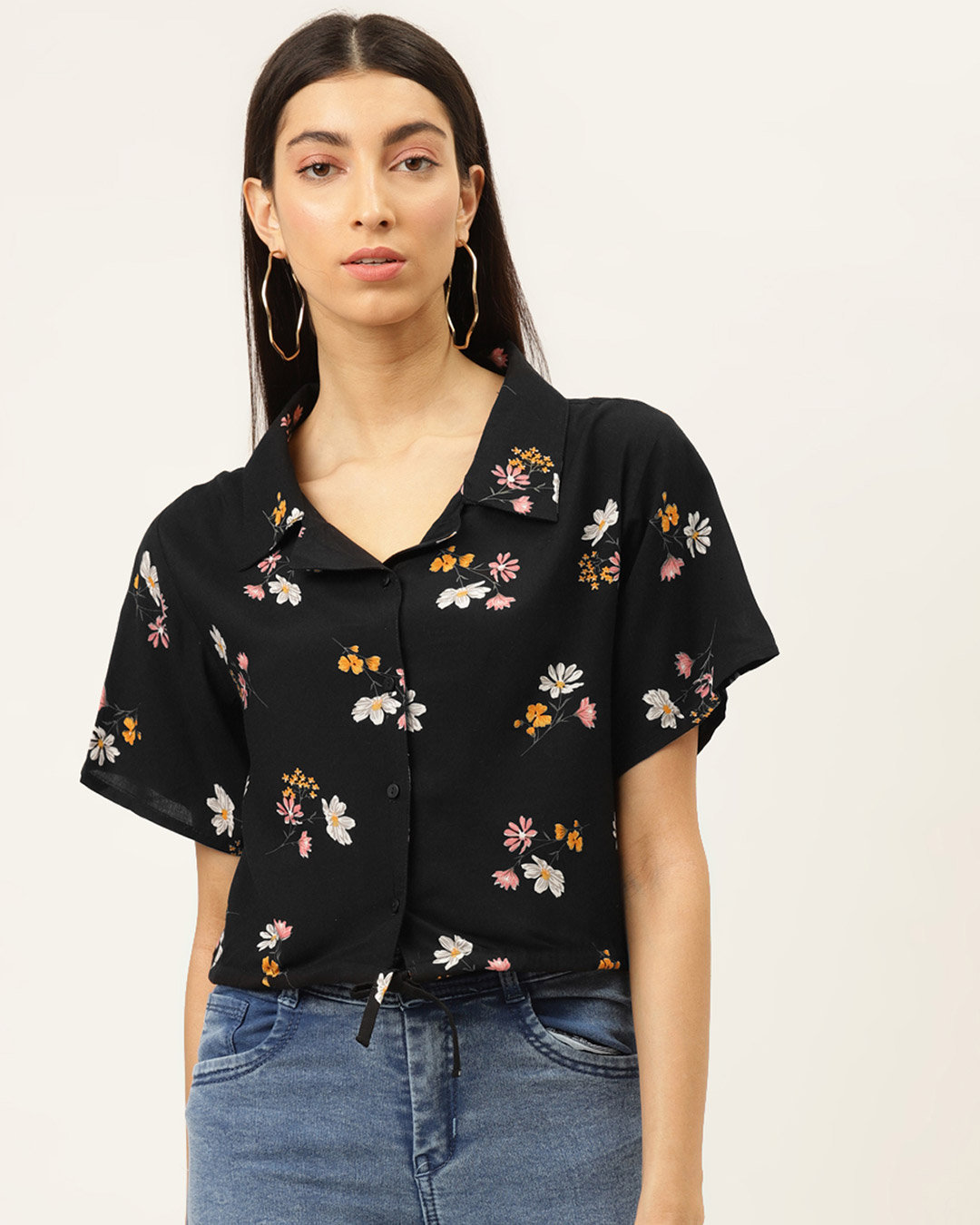 Buy Casual Half Sleeve Printed Women's Black Top Online at Bewakoof