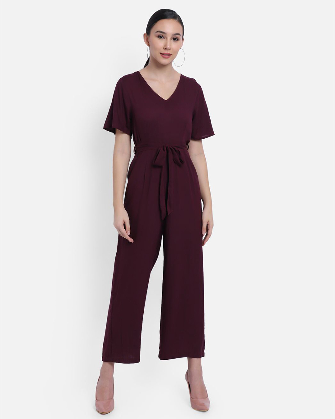 Buy Women's Maroon Basic jumpsuit for Women Maroon Online at Bewakoof