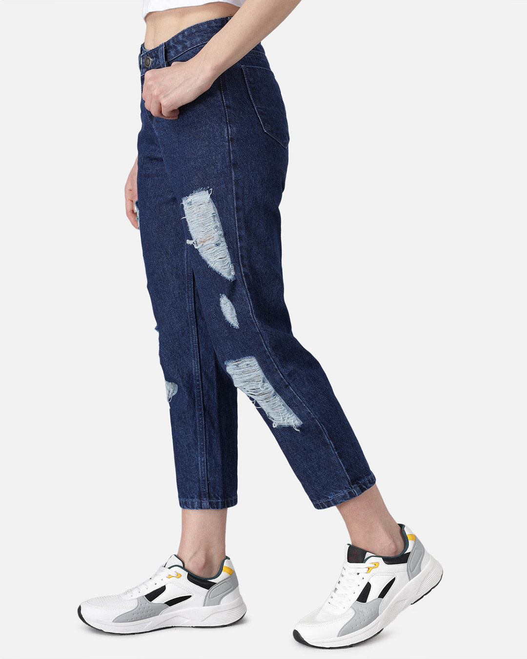 Shop Women's Blue Dark Wash 4 Pocket Mid Rise Jeans-Back