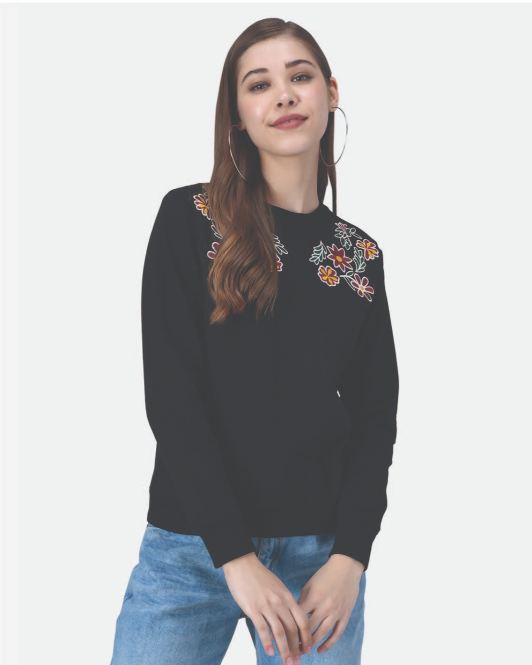 embroidered floral sweatshirt