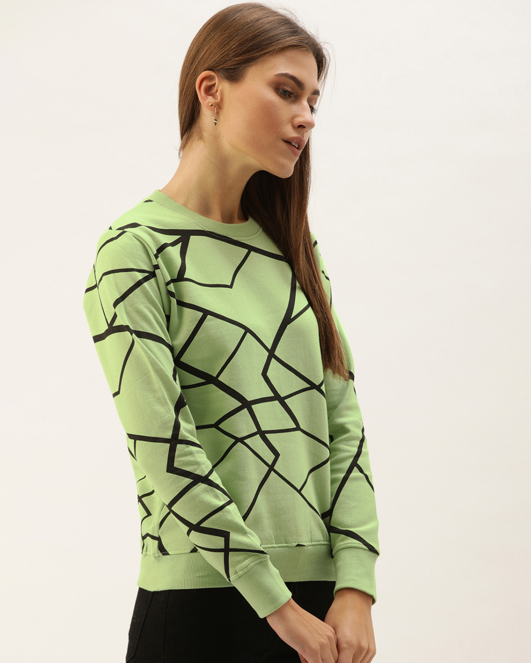 Shop Uber Street Abstract Sweatshirt in Green-Back