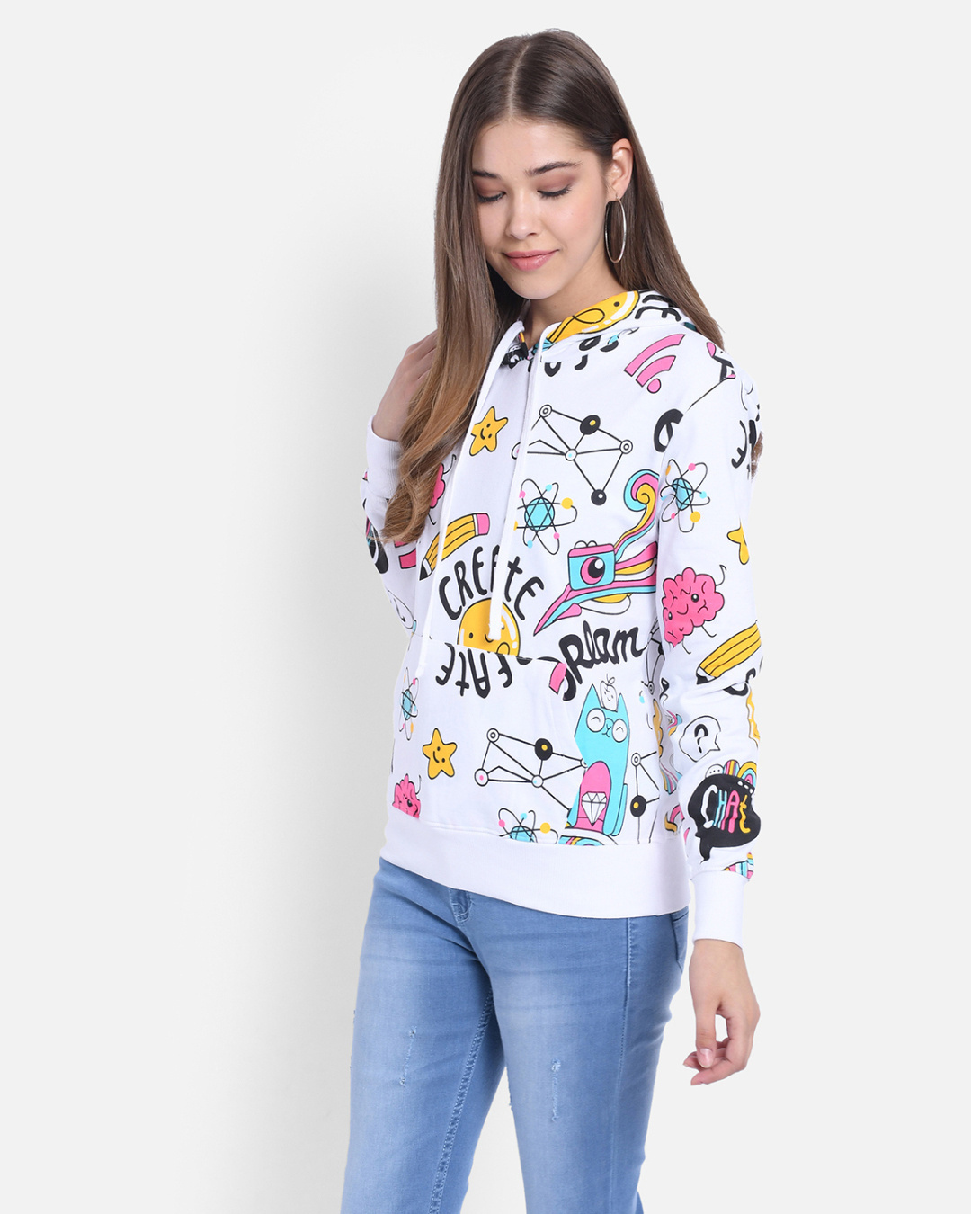 Shop Cute & Creative Doodled Sweatshirt-Back