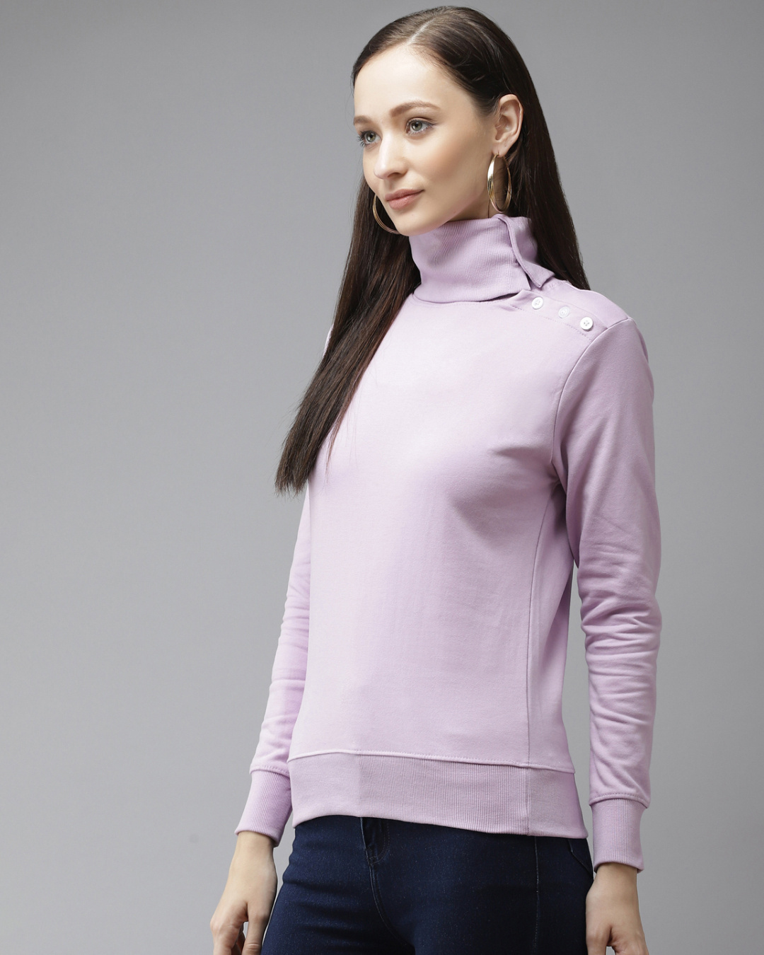 Shop Turtleneck Sweatshirt in Purple-Back