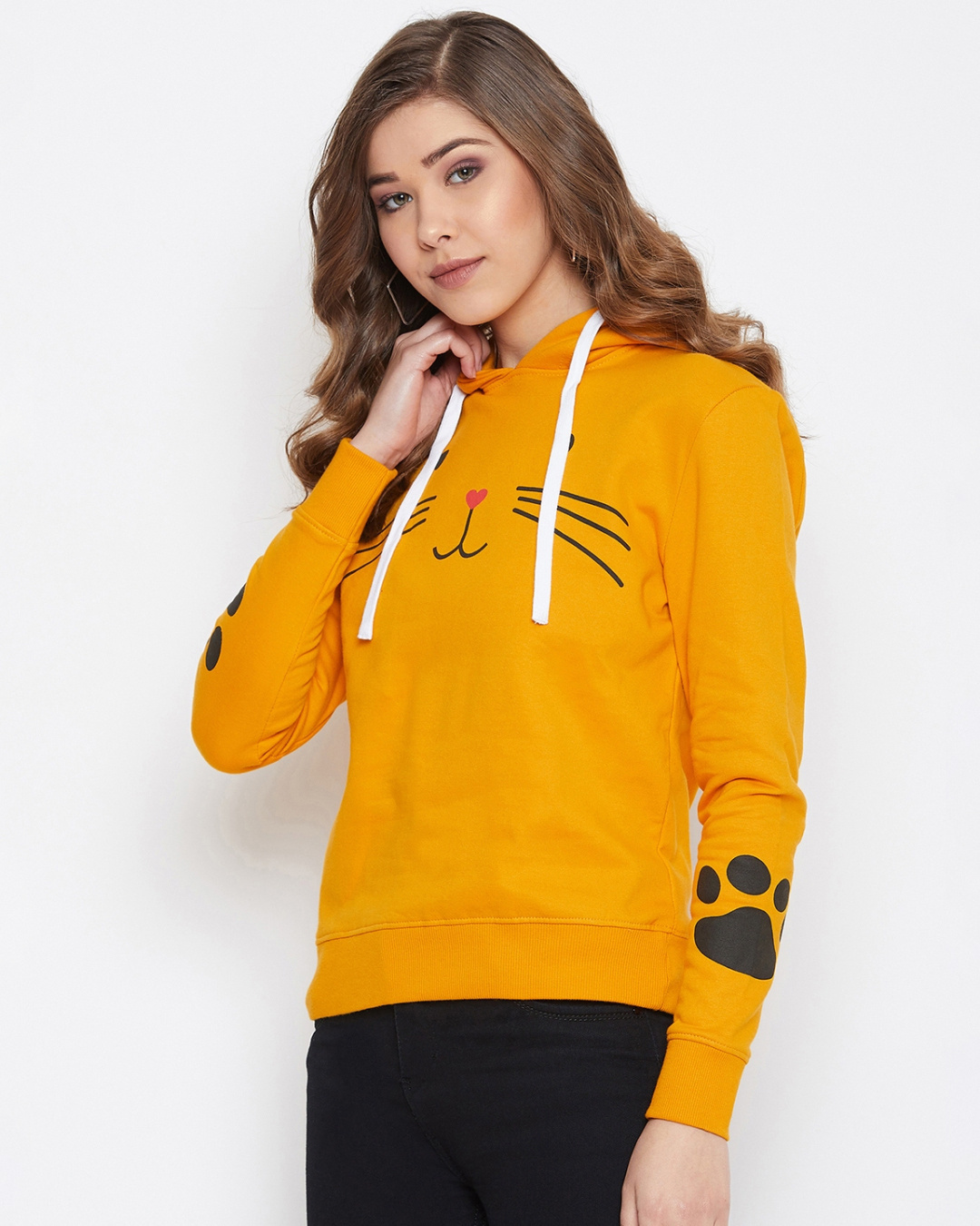 Shop Cute Paw Sweatshirt in Mustard-Back