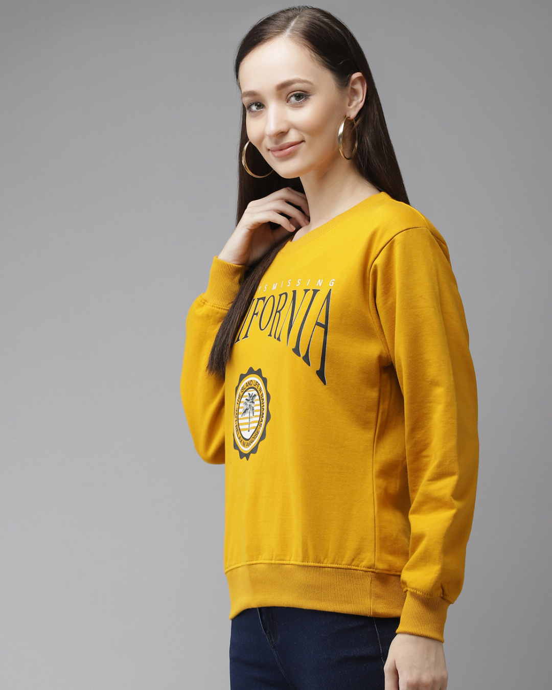 Shop Classic California Oversized Sweatshirt in Mustard-Back