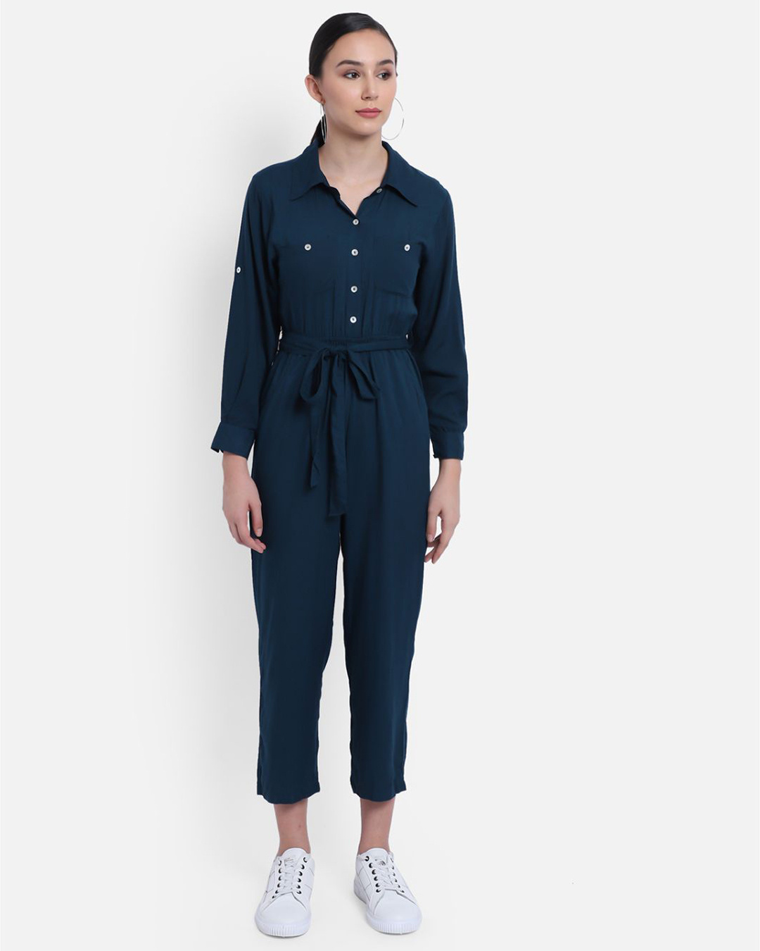 Buy Women's Teal Blue Basic jumpsuit for Women Blue Online at Bewakoof