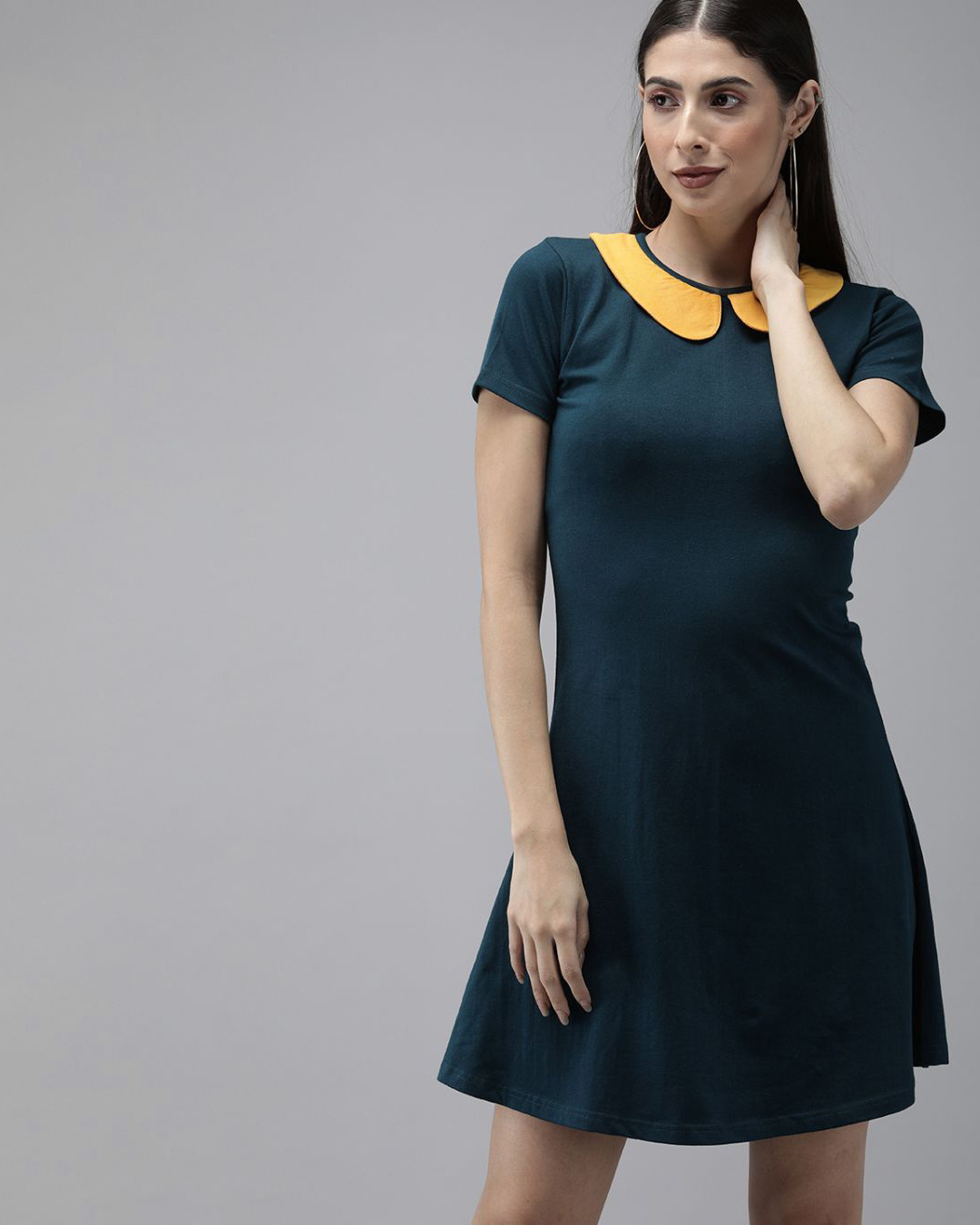 Buy THE DRY STATE Women Teal solid knitted Aline dress for Women Blue