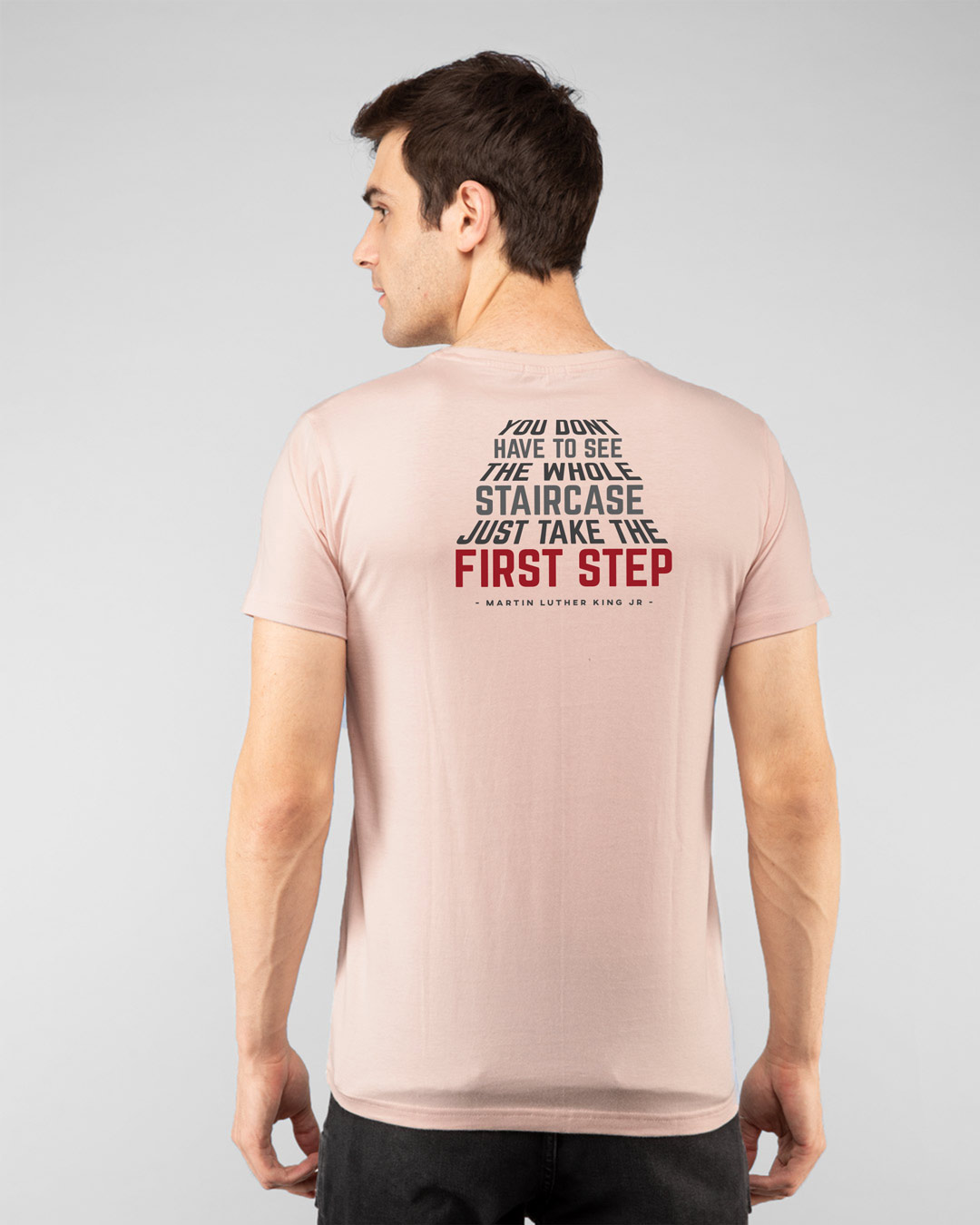Shop The First Step  Half Sleeve T-Shirt Baby Pink-Back
