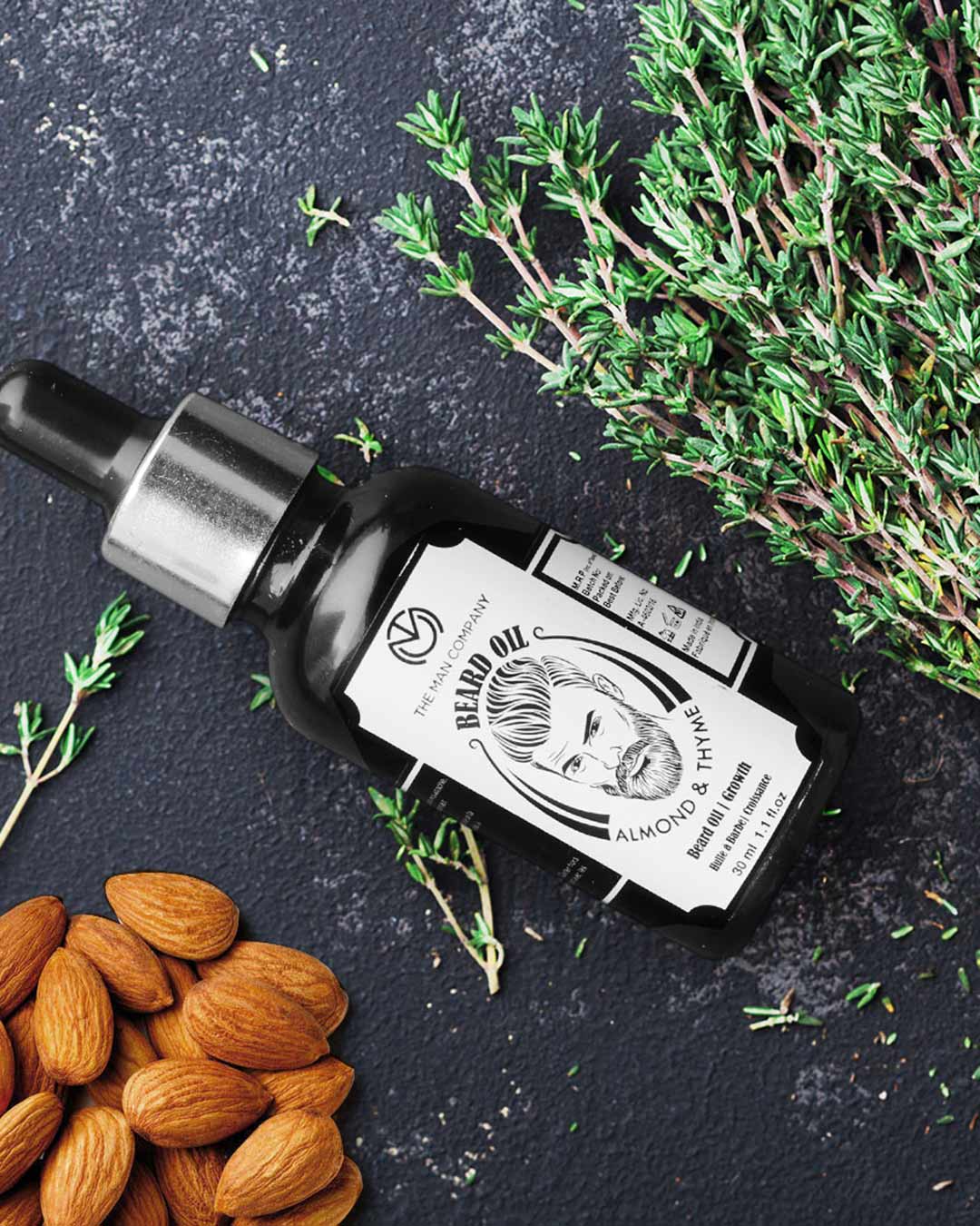 Buy The Man Company Beard Growth Oil With Almond & Thyme 30ml Online in ...