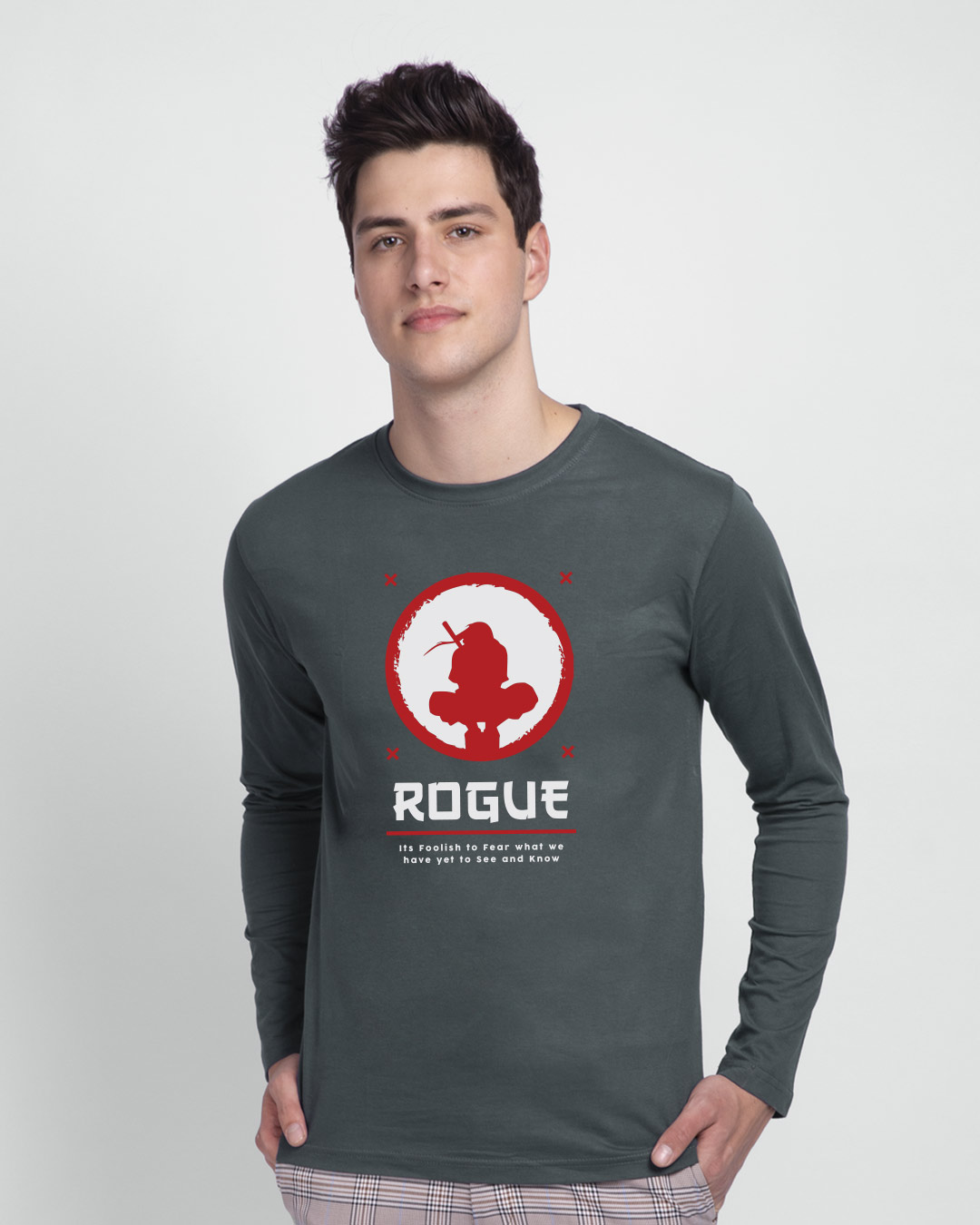 Shop The Rogue Ninja Full Sleeve T-Shirt Nimbus Grey-Back