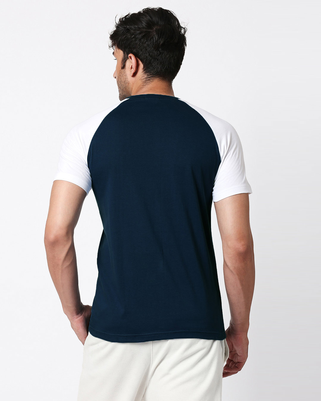 Shop The Rogue Ninja Half Sleeve Raglan T-Shirt Navy Blue-White-Back