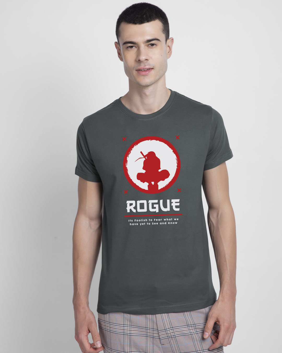 Shop The Rogue Ninja Half Sleeve T-Shirt Nimbus Grey-Back