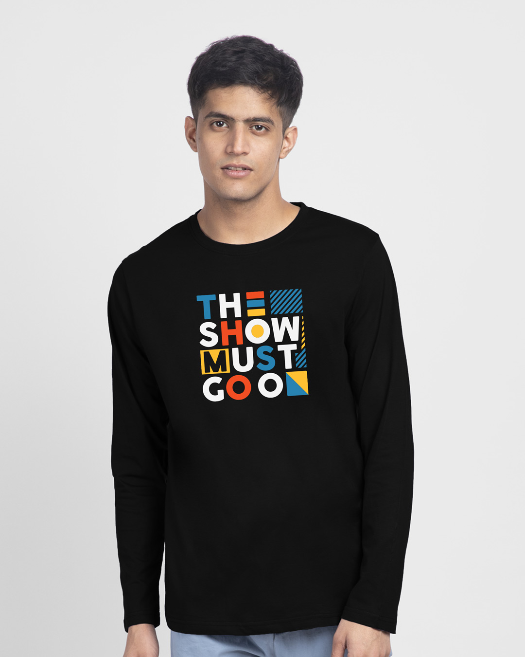 Shop The Show Must Go On Full Sleeve T-Shirt Black-Back