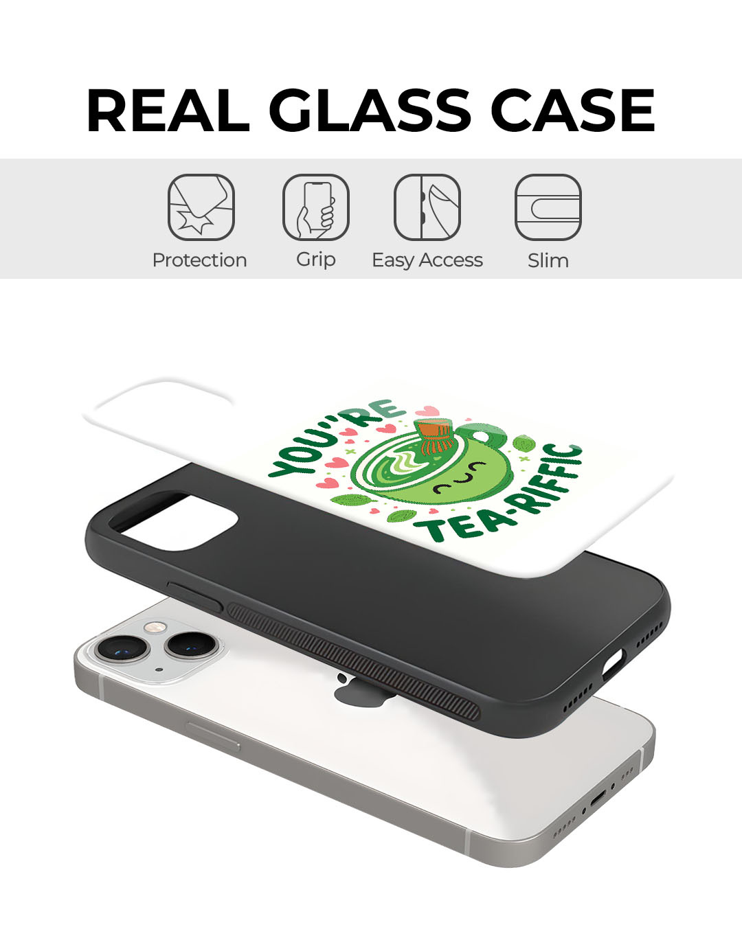 Shop The Tea Of Happiness Premium Glass Cover for Apple iPhone 14-Back