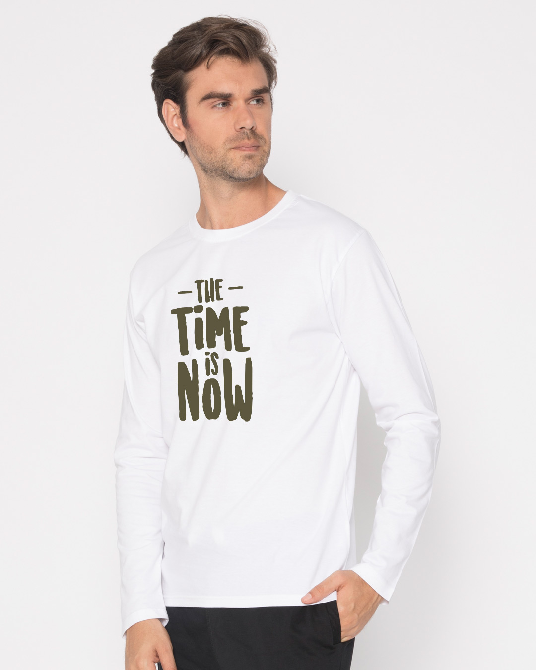 Shop The Time Is Now Full Sleeve T-Shirt-Back