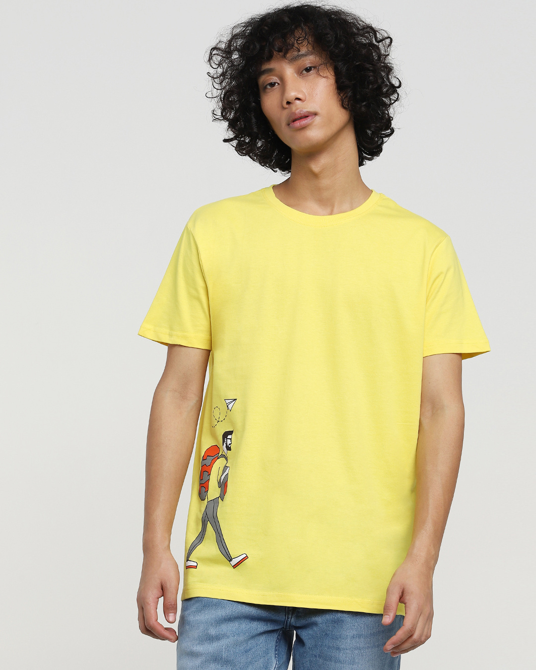 Shop Men's Yellow The Traveller Graphic Printed T-shirt-Back