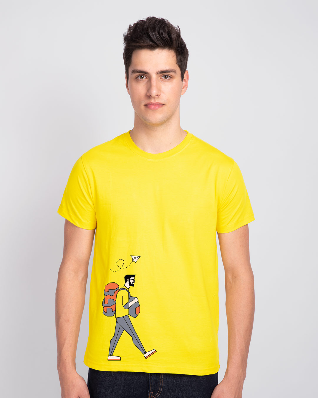 

The Traveller Half Sleeve T-Shirt Men' Printed T-Shirts Bewakoof.com, Yellow