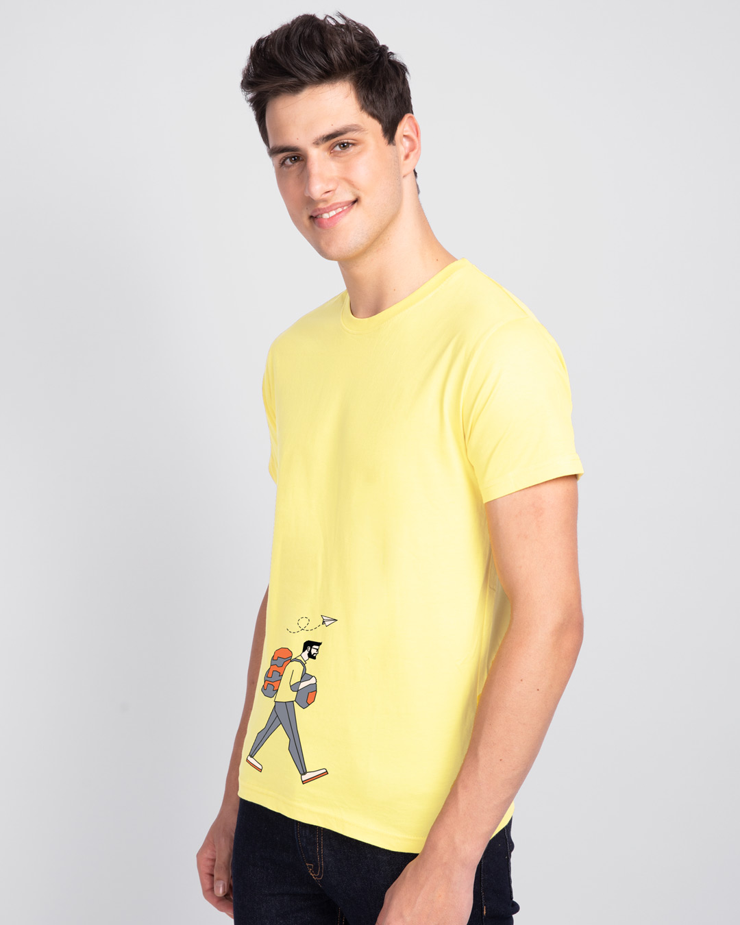 Shop The traveller Half Sleeve T-Shirt Pastel Yellow-Back