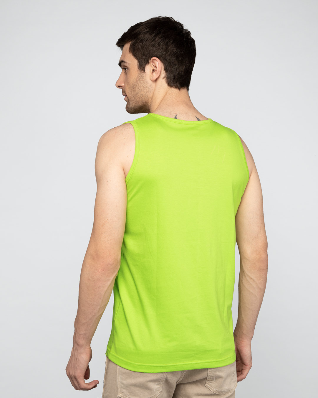 Shop The Vibe Round Neck Vest Neon Green -Back