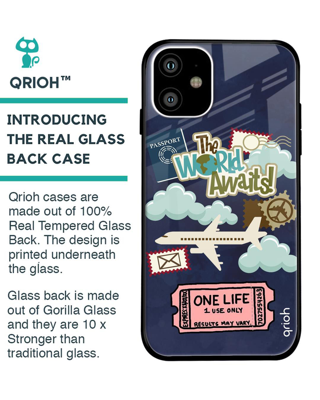 Shop The World Awaits Printed Premium Glass Cover for iPhone 11 (Shock Proof, Lightweight)-Back
