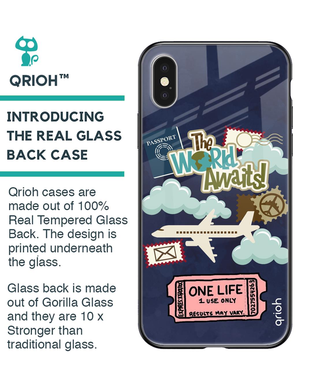 Shop The World Awaits Printed Silicon Glass Cover For Apple iPhone XS Max(Light Weight, Impact Resistant)-Back