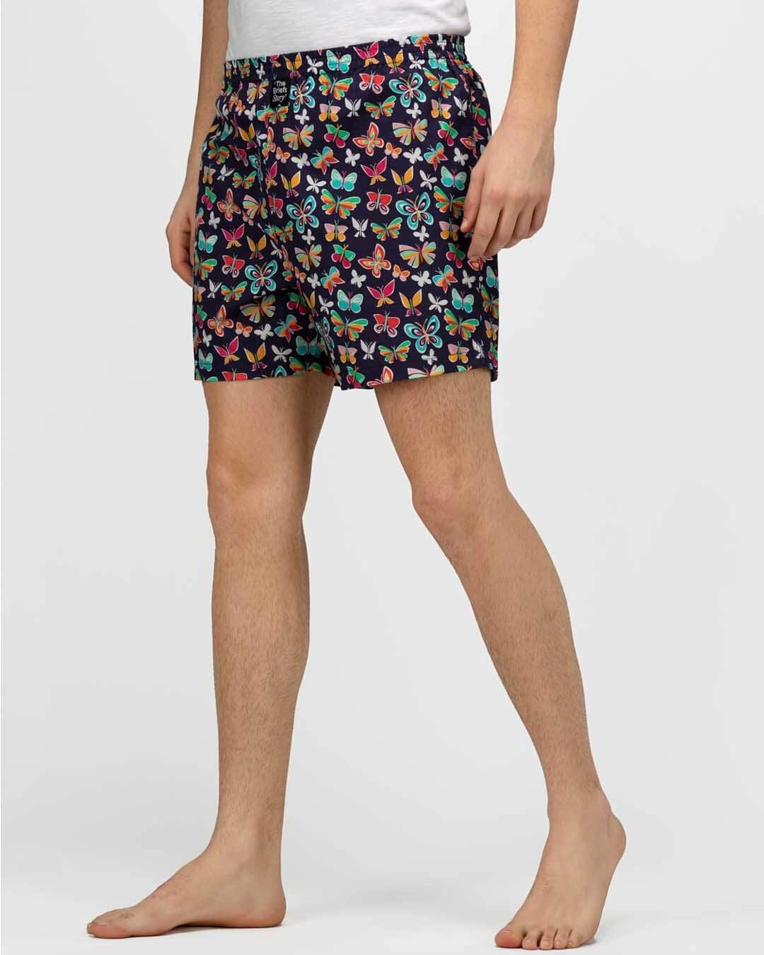 Shop Men's Butterfly Comfy Cotton Boxer Shorts-Back