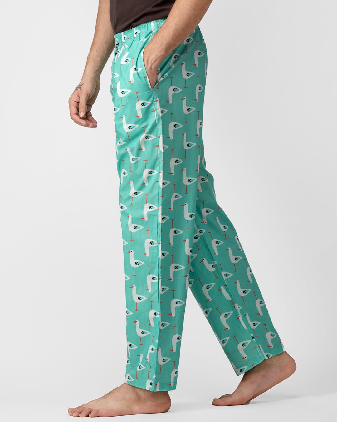 Shop Lt Green Crane Print Pyjamas-Back