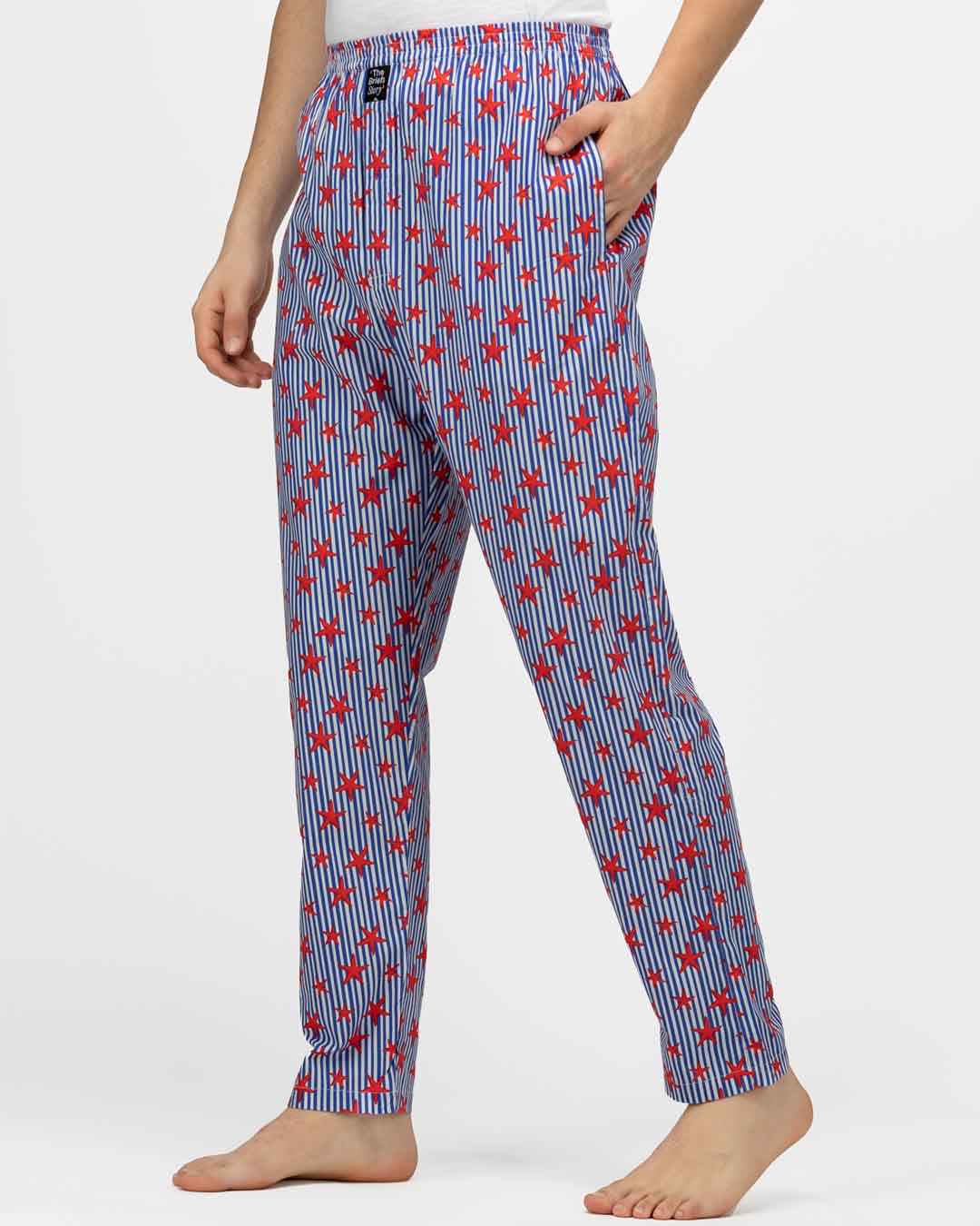 Shop Men's Star Fish Comfy Cotton Printed Pyjamas-Back