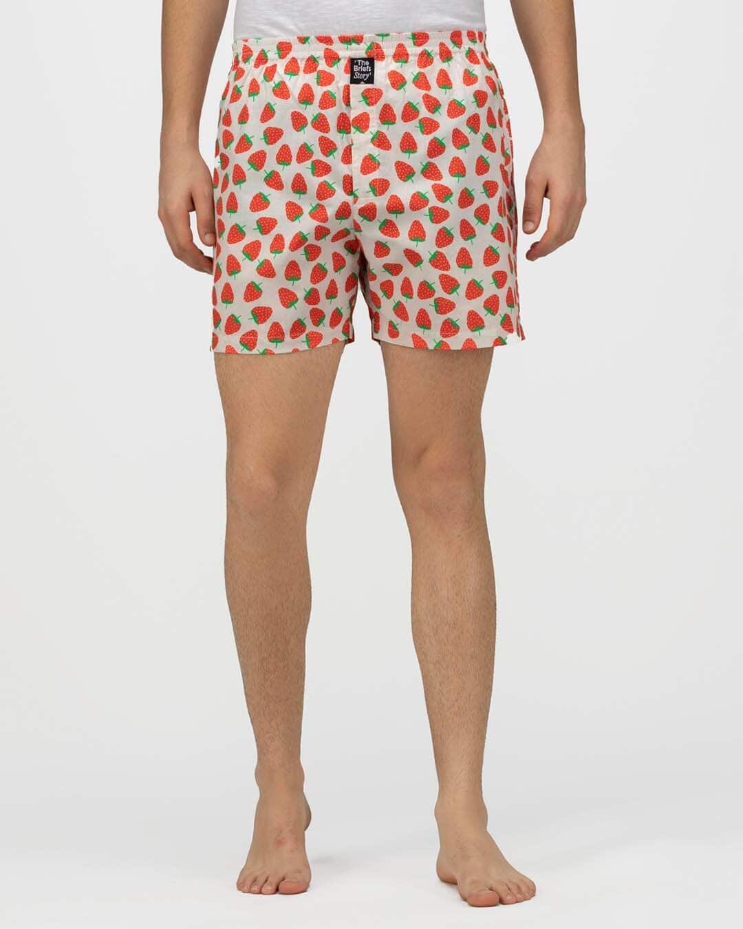 Buy Men's Strawberry Comfy Cotton Boxer Shorts Online in India at Bewakoof