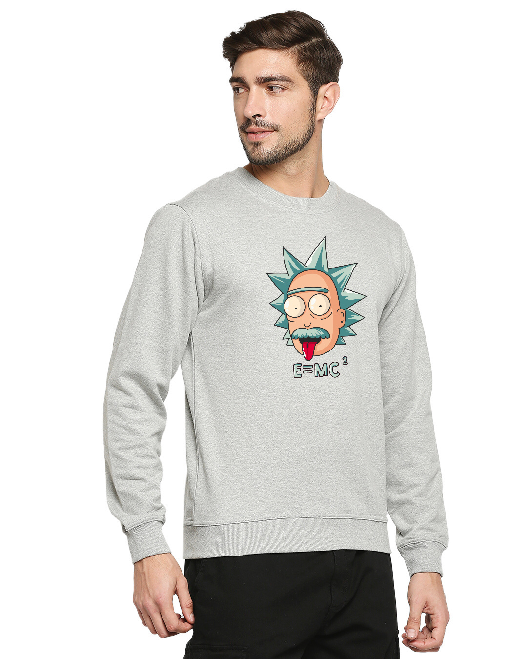 Shop Men's Grey Melange E Mcsquare Sweatshirt-Back