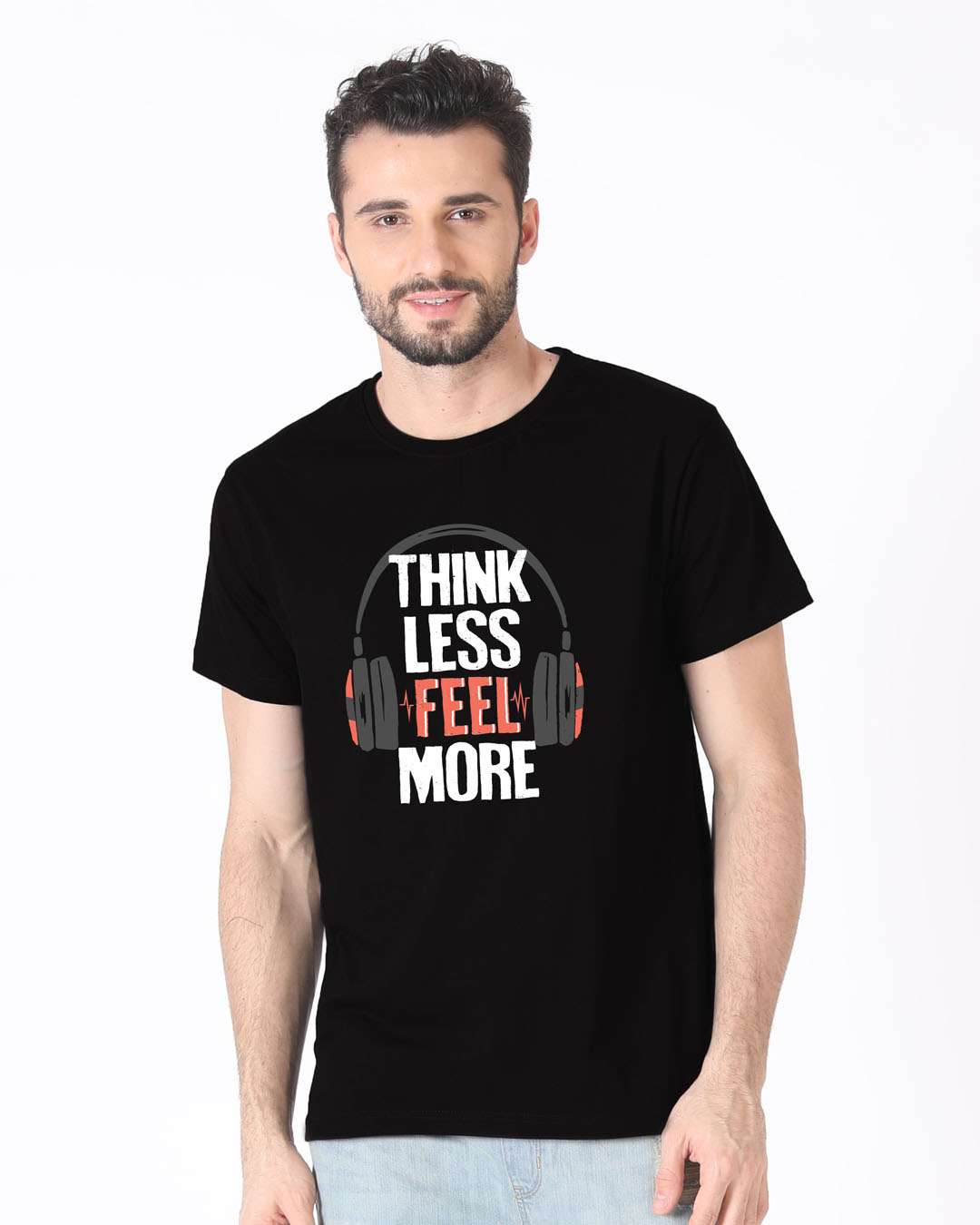 Shop Think Less Feel More Half Sleeve T-Shirt-Back