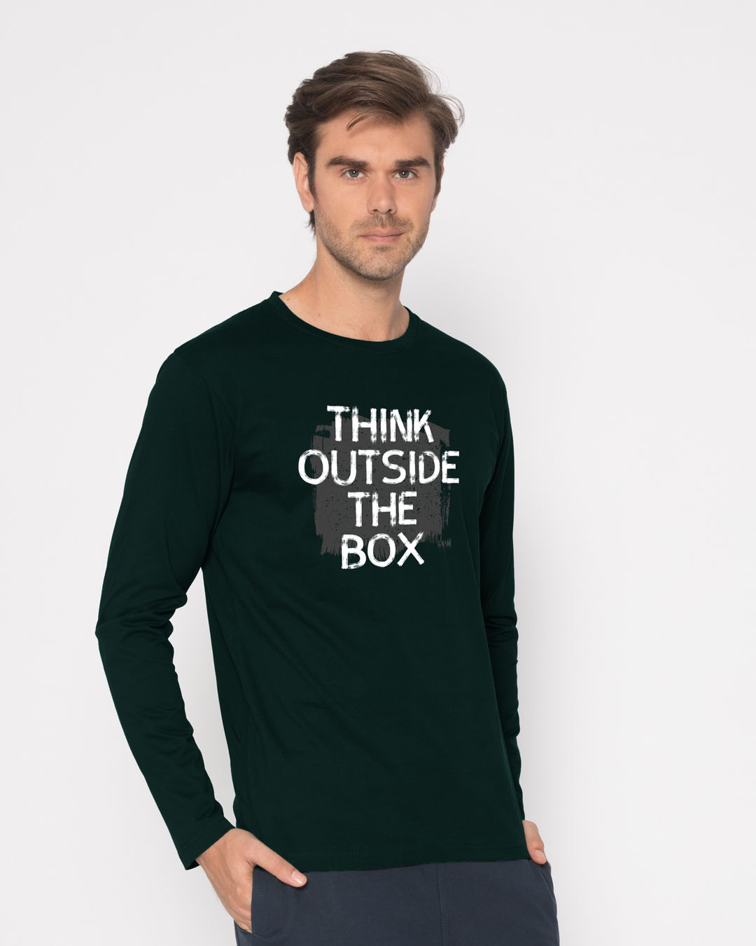 Shop Think Outside Grunge Full Sleeve T-Shirt-Back